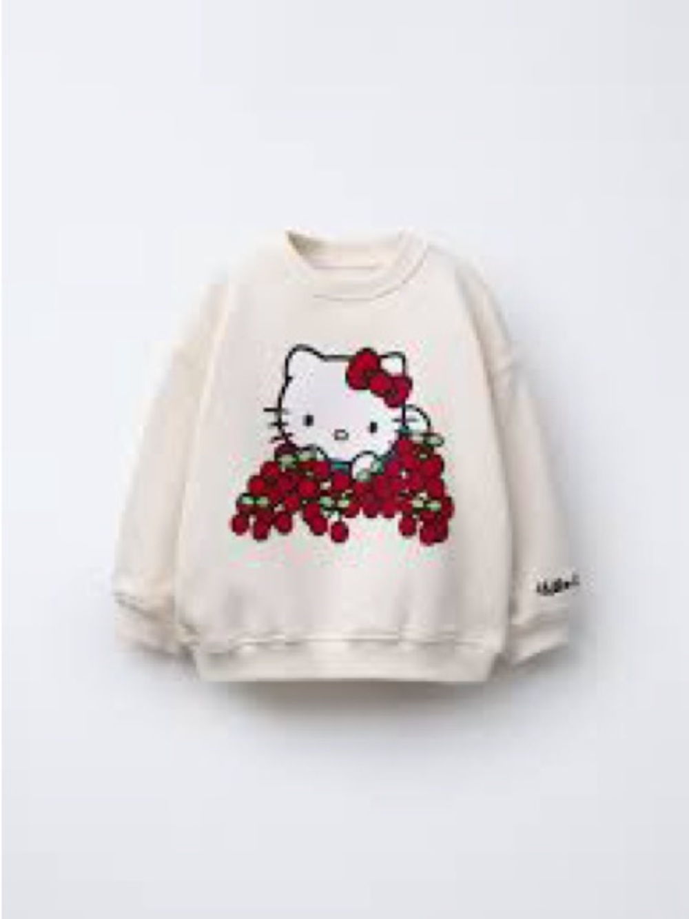 Zara Hello Kitty Cream Sweatshirt with Red Cherry Graphic
